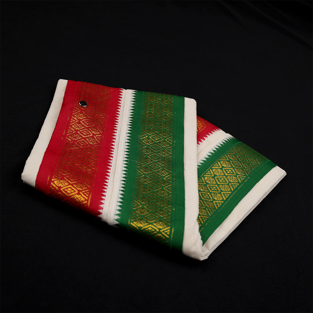 Vesti 4 muzham Maragatham - Dark Green with Red