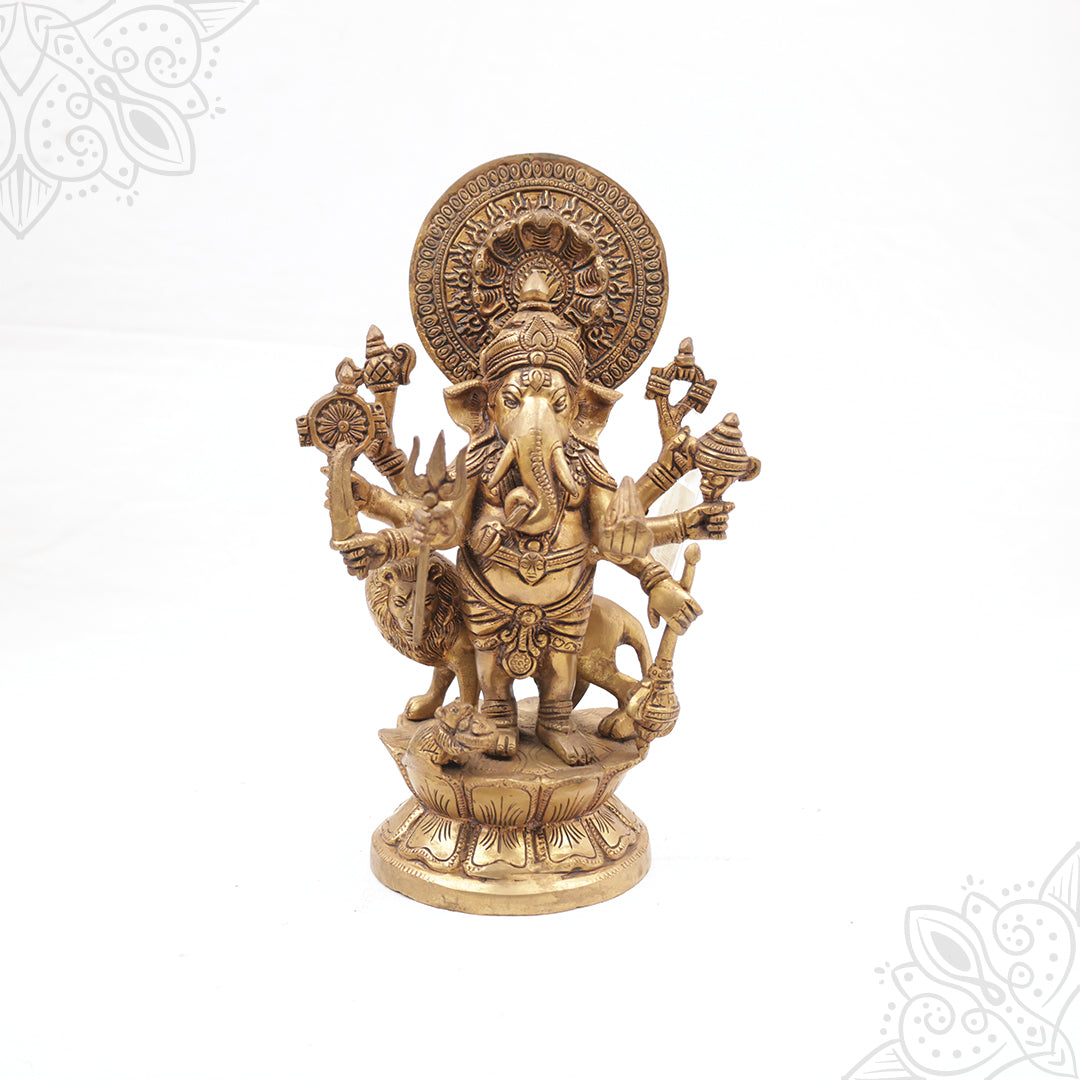 Vinayagar with Lion Brass Idol for Protection