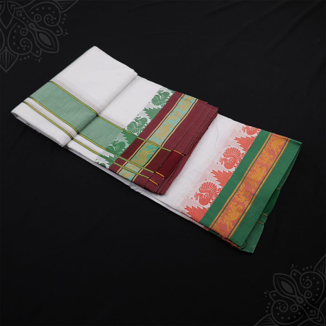 White Vesti 9 x 5 - Peacock Border