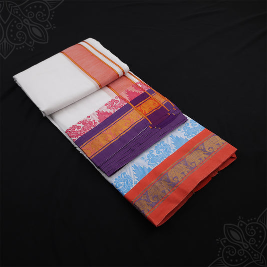 White Vesti 9 x 5 - Peacock Border